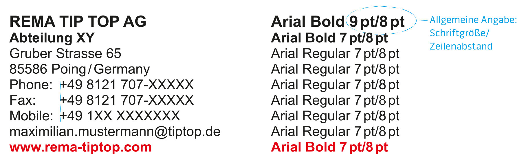 Visitenkarte mit Kontaktdaten
