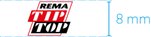 Logo von REMA TIP TOP mit Maßangabe von 8 mm