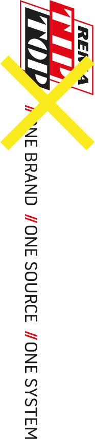 Logo with a cross through it and text underneath