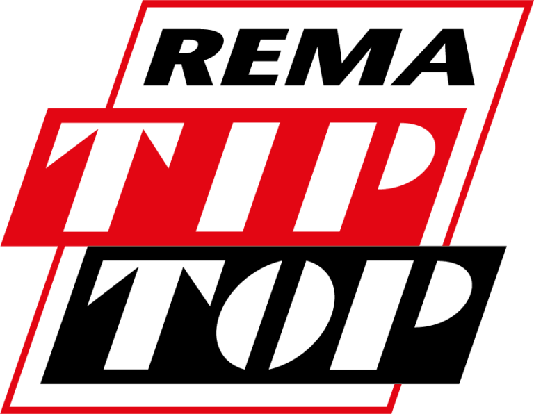 Logo von REMA TIP TOP in Rot und Schwarz