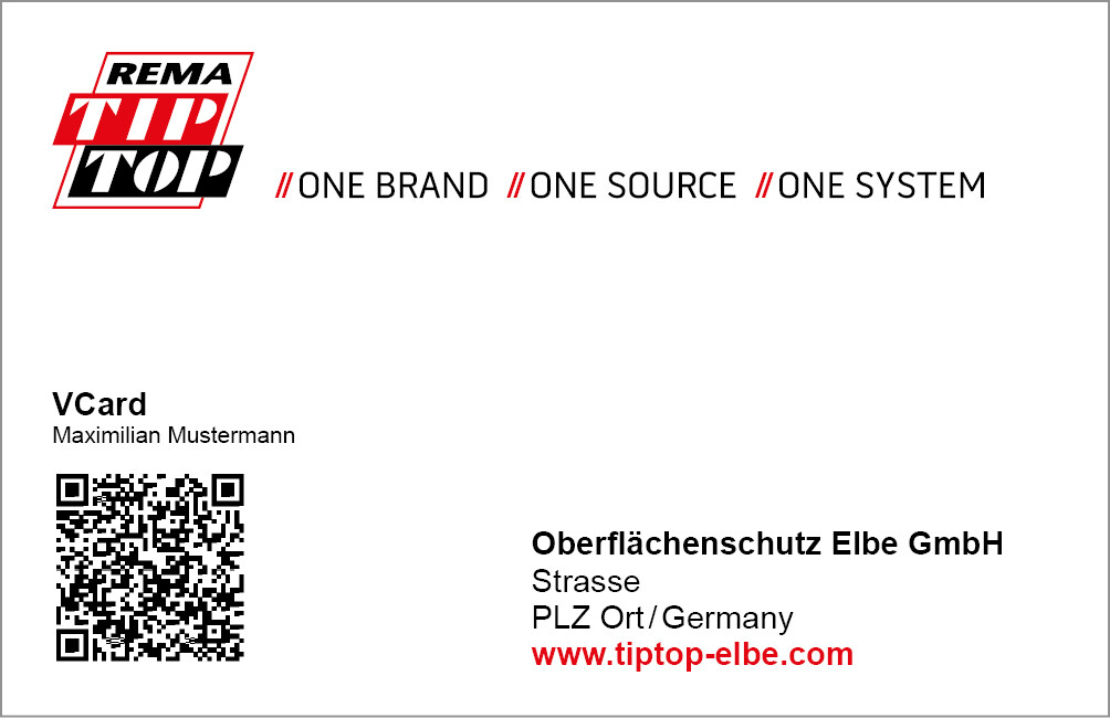 Visitenkarte mit QR-Code und Kontaktdaten