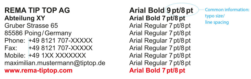 Visitenkarte mit Kontaktdaten