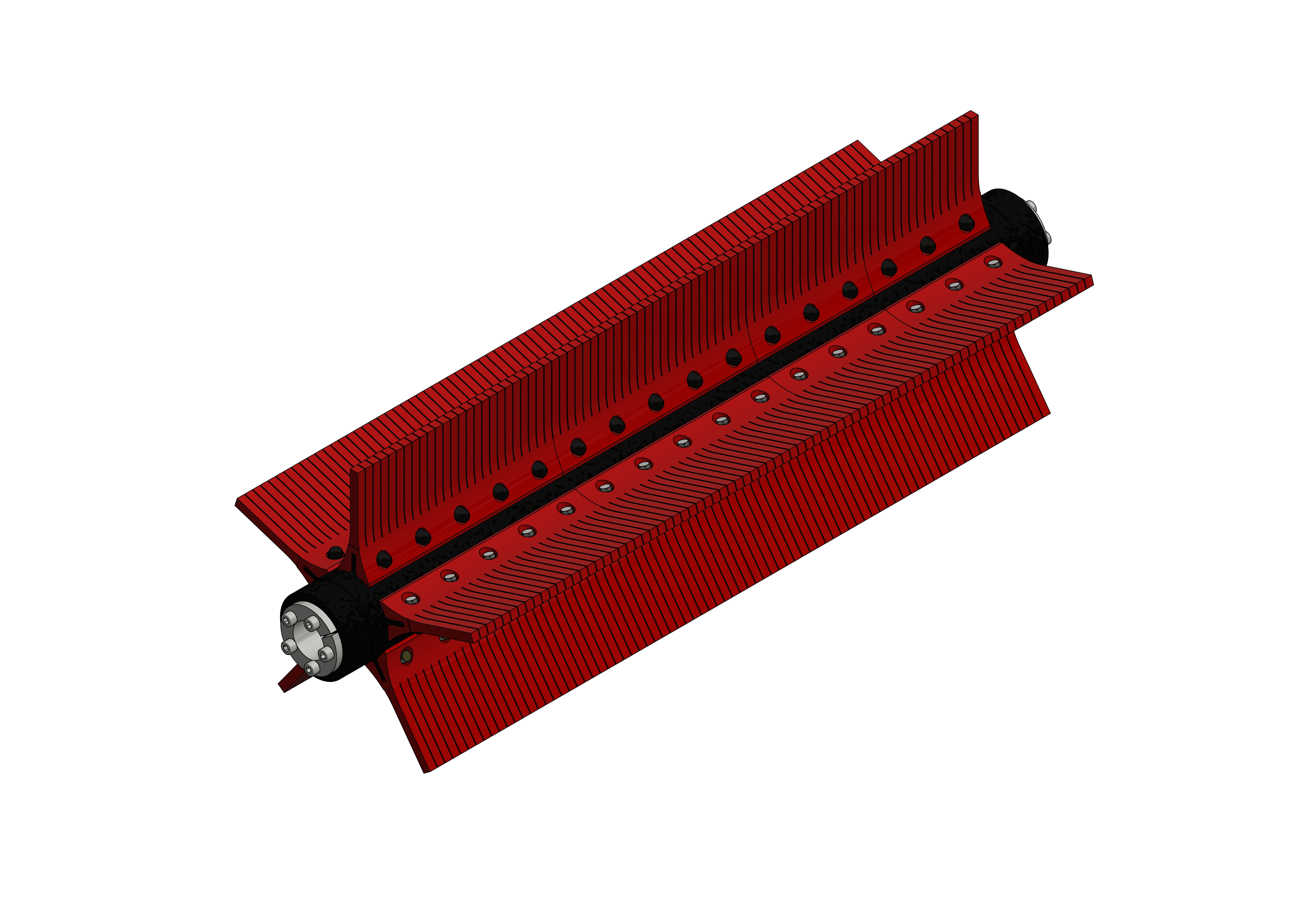 Technisches Design eines rotierenden Teils in Rot