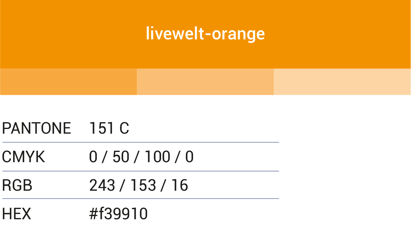 Farben und technische Daten für Livewelt-Orange